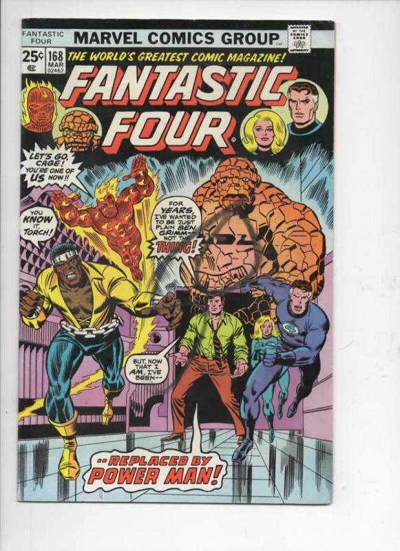 FANTASTIC FOUR #168, VG+, Luke Cage, Power Man, 1961 1976, more FF in store