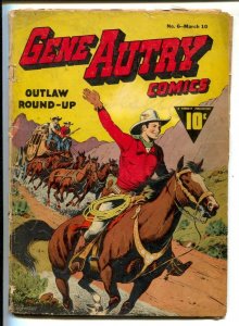 Gene Autry #6 -1943-Fawcett-Till Gordon art-Incomplete-missing about a dozen ...