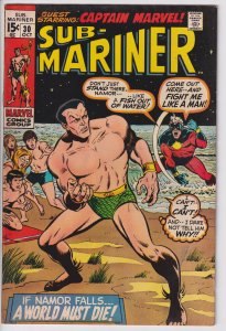 SUB-MARINER #30 (Oct 1970) Nice FN- 5.5, light yllg to white, foxing back cover.