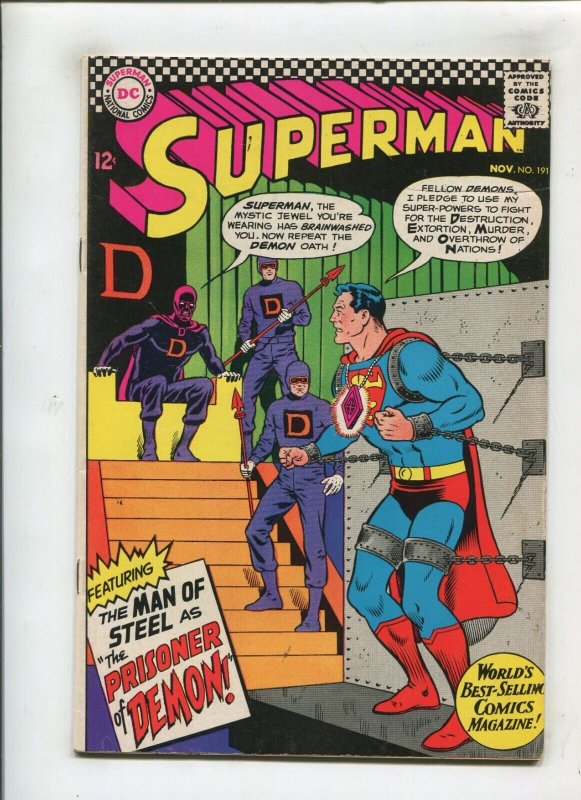 SUPERMAN #191 (8.0/8.5) PRISONER OF DEMON!! 1966