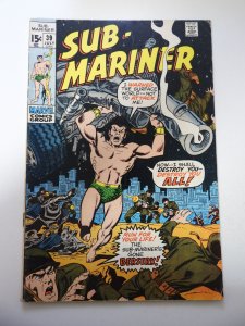 Sub-Mariner #39 (1971) VG Cond cf detached at 1 staple, slight moisture stain bc