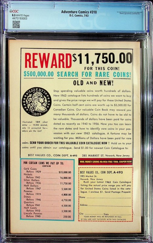 Adventure Comics #310 (1963) - CGC 8.5 - Cert#4475193003