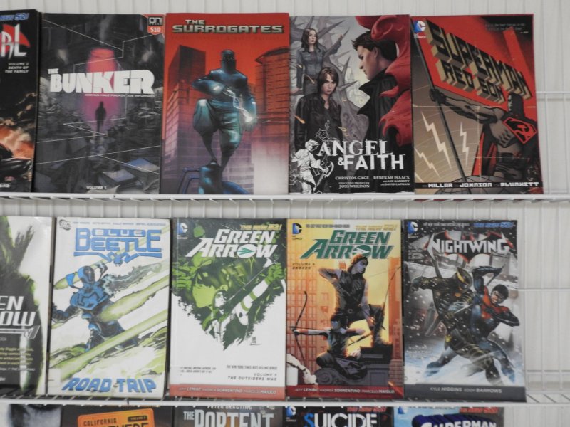 Huge Lot 36 TPB's W/ Green Arrow, Superman,  Batman+ Avg Fine+ Condition!