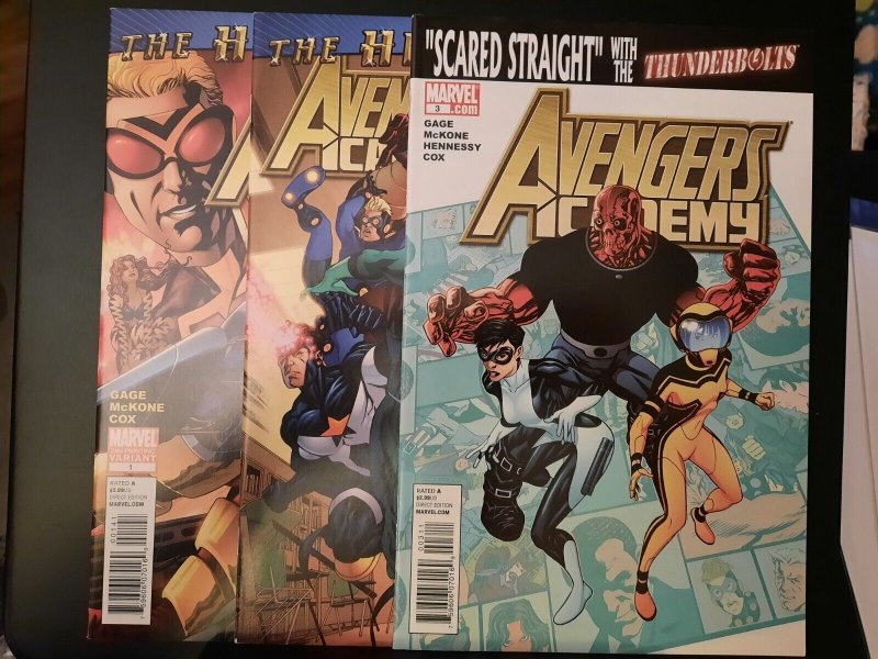 Avengers Academy #1 2nd Print 2,3 VF 1st appearances Hazmat Mettle Veil Marvel 