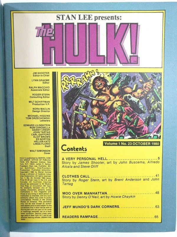 The HULK! #23 Marvel Comics Magazine 1980 Walt Simonson Cover 