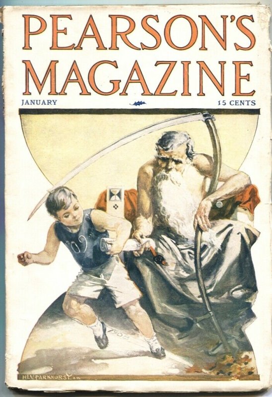 PEARSON’S MAGAZINE-JAN 1909-H L PARKHURST FATHER TIME COVER-PULP-OCCULTISM