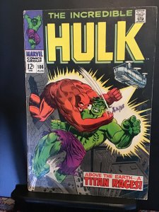 The Incredible Hulk #106 (1968) mid-grade 1st Titan! 5th Hulk book wow! FN
