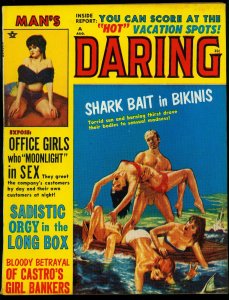 Man's Daring Pulp Magazine August 1964 - Shark Bait in Bikinis- Sadistic Orgy FN