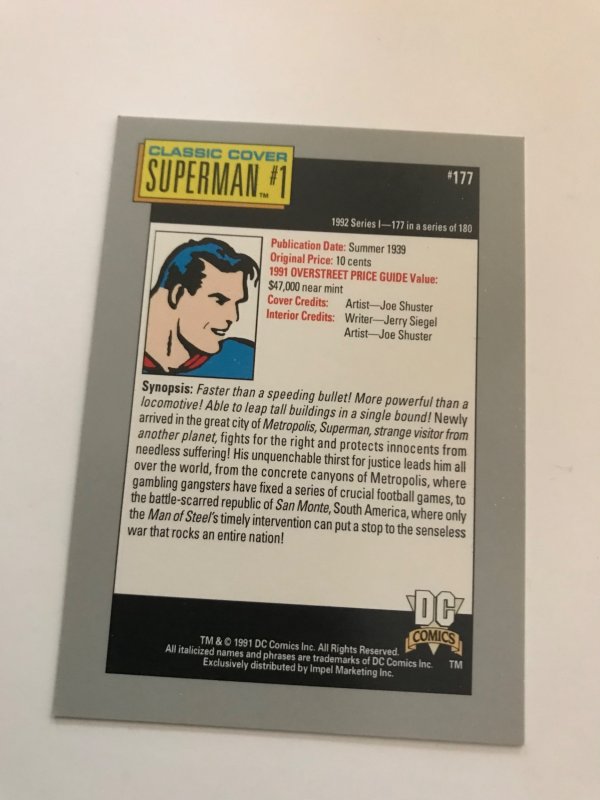 Superman #1 GA Cover (1939) #177 card : 1992 DC Series 1; NM, IMPEL