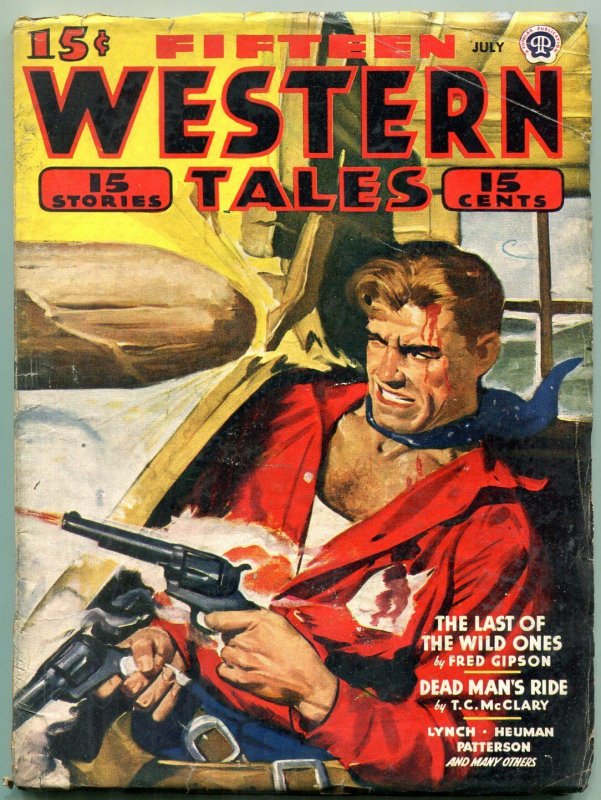 Fifteen Western Tales Pulp July 1944- Fred Gipson- Dead Mans Ride VG