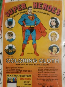 Super-Heroes Coloring Cloth W/Crayons -Superman/Batman/JLA- NIP-1978-NEW-VINTAGE