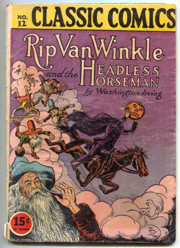 Classic Comics #12 HRN 22- RIP VAN WINKLE & HEADLESS HORSEMAN vg-