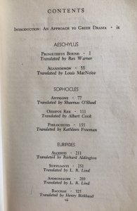 Ten greek  plays in contemporary translations, 1957.
