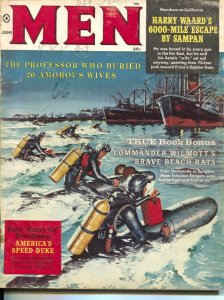 Men 6/1959-Atlas-James Bama-frogman cover-pulp thrills-cheesecake-VG