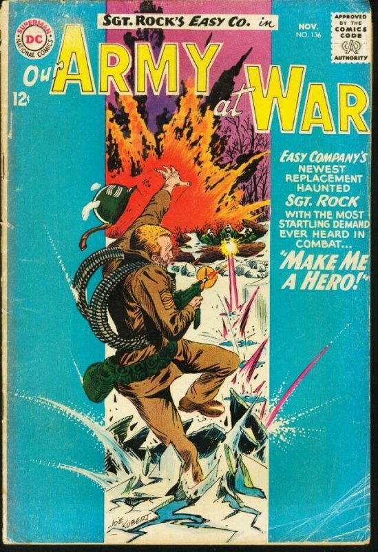 OUR ARMY AT WAR #136-SGT. ROCK-12 CENT-JOE KUBERT ART VG