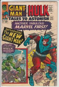 Tales To Astonish #65 (Mar-65) FN+ Mid-High-Grade Incredible Hulk, Giant Man,...