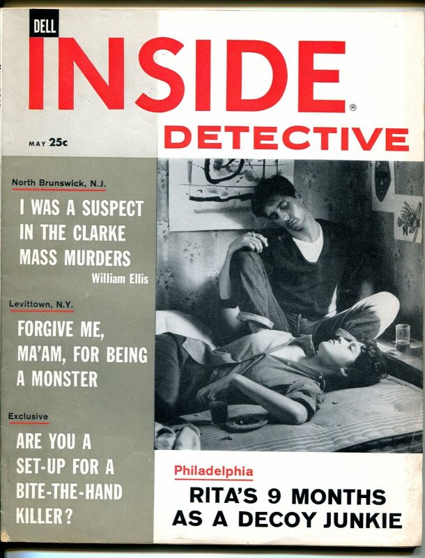 Inside Detective 5/1960-lurid pulp thrills-crime-terror-murder-junkie-FN