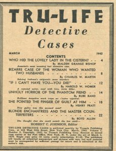 Tru-Life Detective Cases #5 3/1942-Tayshack-dagger cover-horror-crime-mystery-VF