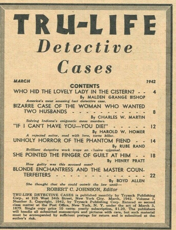 Tru-Life Detective Cases #5 3/1942-Tayshack-dagger cover-horror-crime-mystery-VF