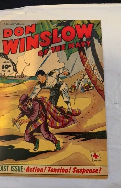 Don Winslow of the Navy #56 (1948) far east issue 2 inch spine split/foxxing