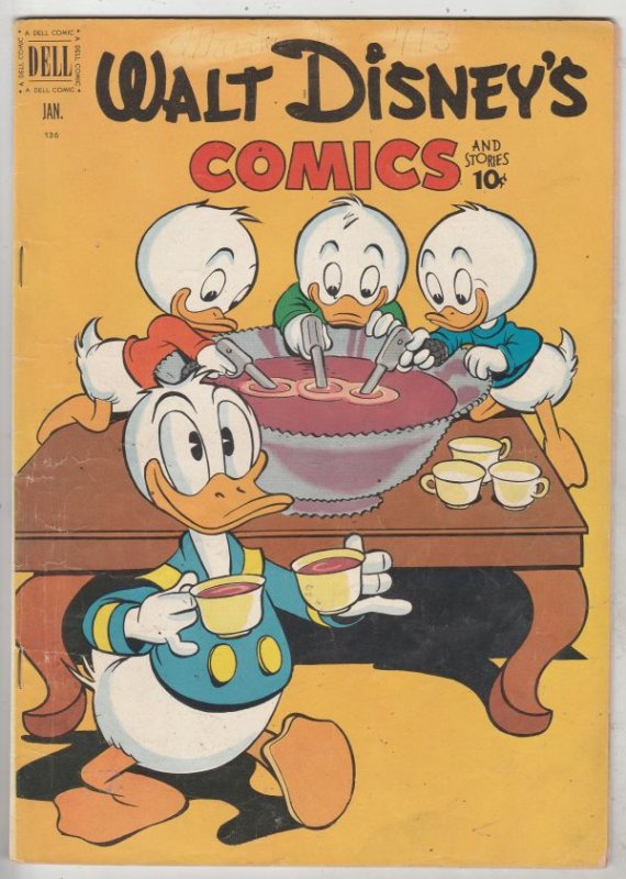 Comics and Stories, Walt Disney's #136 (Jan-52) VG+ Affordable-Grade Donald D...