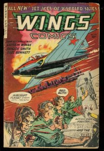 WINGS #123 1954-WILD JET COVER-FICTION HOUSE-KOREAN WAR VG+