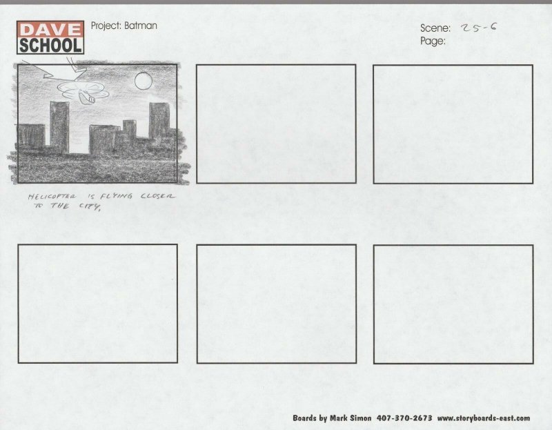 2004 LEGO BATMAN Storyboard Art by Mark Simon VF 8.0 Helicopter Skyline 25-6