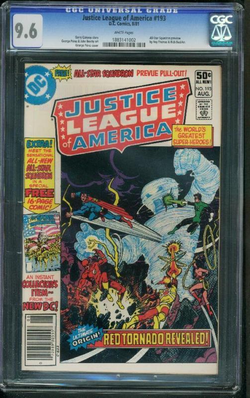 JUSTICE LEAGUE OF AMERICA #193 1981  CGC GRADED 9.6 NM -white pages  1883141002