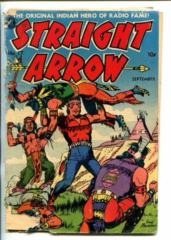 STRAIGHT ARROW  #17-1951-ME-INDIAN FIGHT COVER-FRED MEAGHER ART-fr