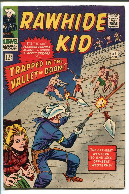 RAWHIDE KID #51 1966-MARVEL-AZTECS-GLOSSY COVER-fn/vf