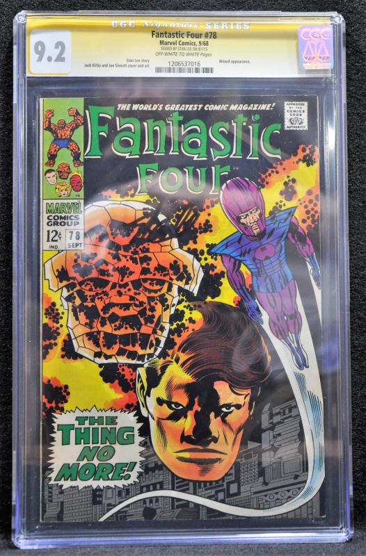 Fantastic Four #78 (Marvel, 1968)  CGC 9.2 SS STAN LEE