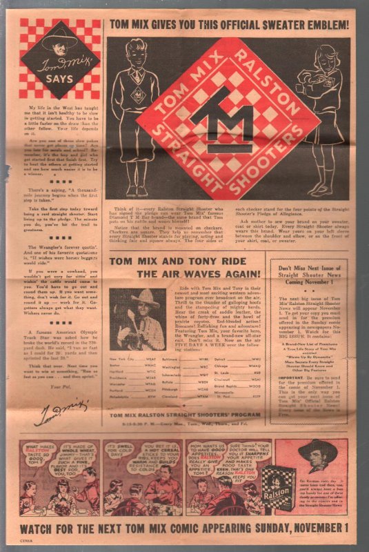 Tom Mix Ralston Straight Shooter News #1 1937-premiums-pix-info-VG