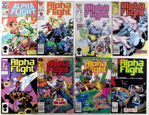 Alpha Flight Lot 8 #15, 34 Newsstand, 36, 46, 47, 81, 82, 91 1984 Marvel Comics