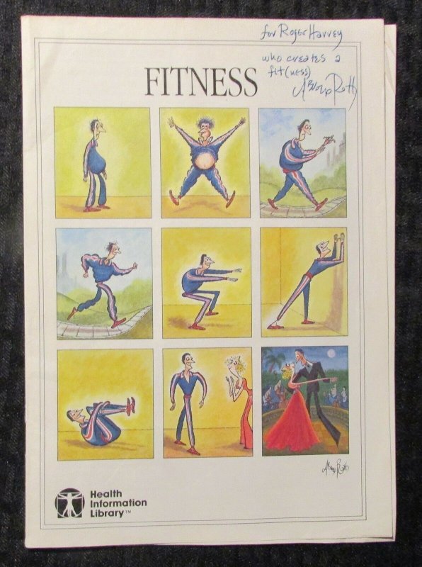 1985 FITNESS Booklet SIGNED by Arnold Roth VG+ 4.5 Health Info Lib. 16pgs