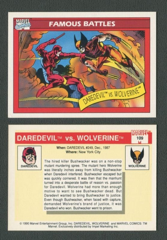 1990 Marvel Comics Card #109 (Daredevil vs Wolverine) NM-MT | Comic  Collectibles - Trading Cards - Comic