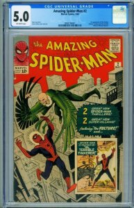 AMAZING SPIDER-MAN #2 CGC 5.0 1963-MARVEL-1st VULTURE 0083746001