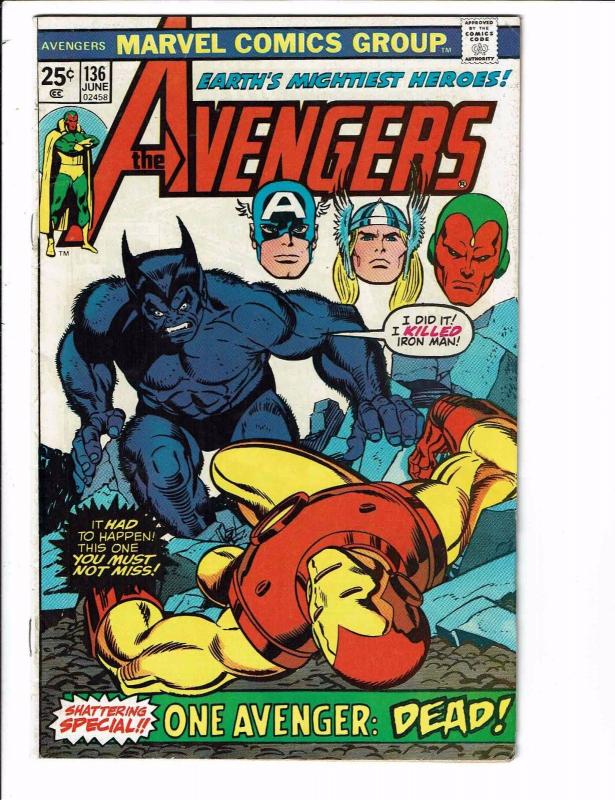 2 Avengers Marvel Comic Books # 136 138 FN Range Hulk Thor Iron Man Wasp J90