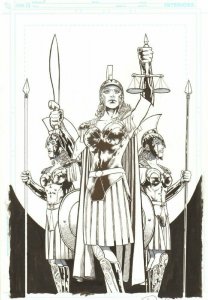 Queen Hippolyta and Amazon Guard - Signed art by Don Kramer