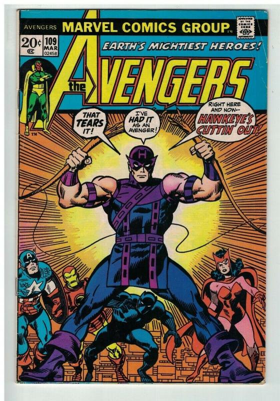 AVENGERS 109 VG+ March 1973