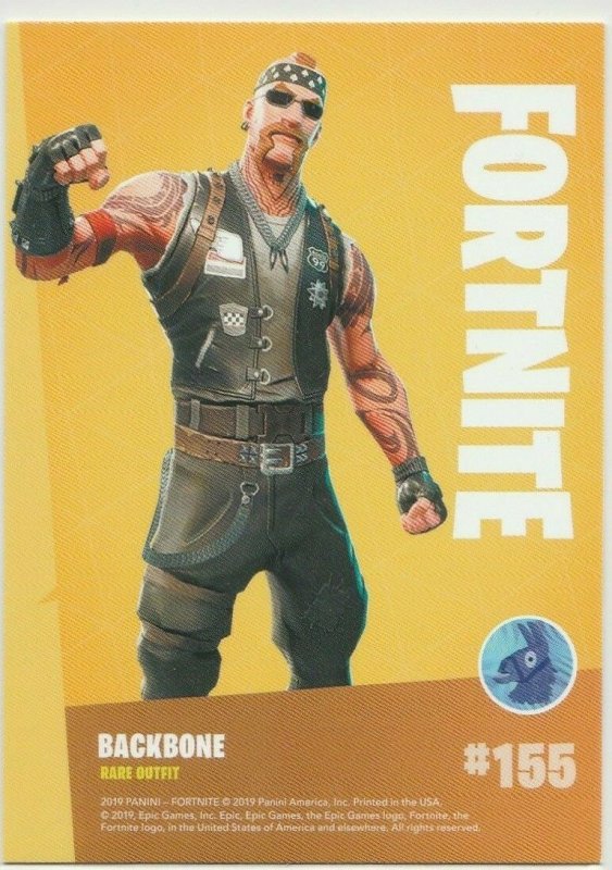 Fortnite Backbone 155 Rare Outfit Panini 2019 trading card series 1