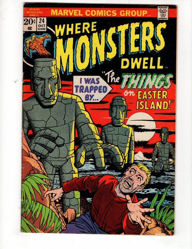 Where Monsters Dwell #24 (VF+) 1973 THE THINGS ON EASTER ISLAND! / ID#553