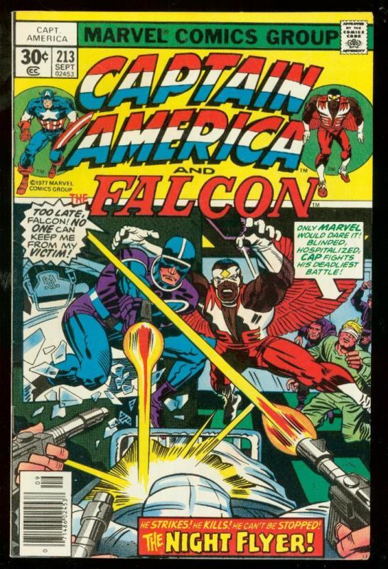 CAPTAIN AMERICA #213 1977-FALCON-JACK KIRBY-NIGHT FLYER VF