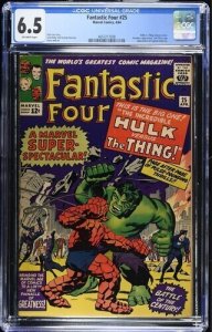 Fantastic Four #25 1964 Marvel Comics CGC 6.5 Hulk vs Thing classic cover