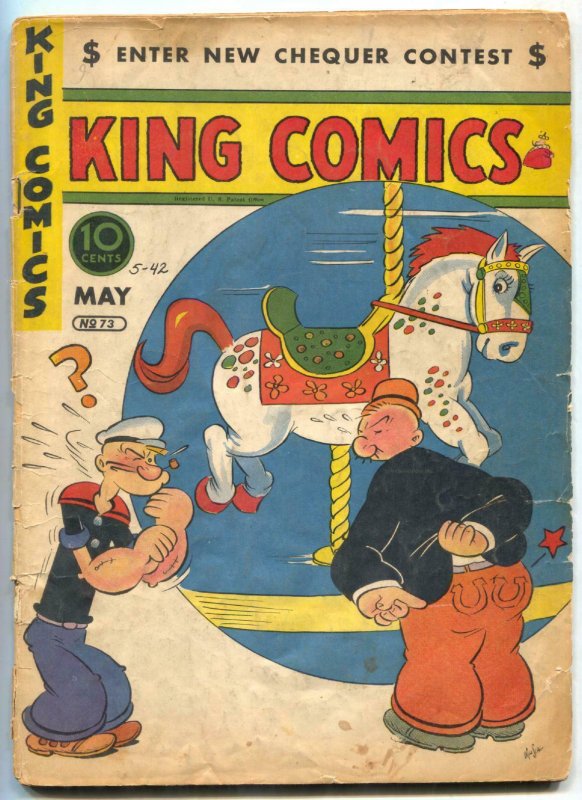 King Comics #73 1942- Lone Ranger- Popeye- Golden Age G-