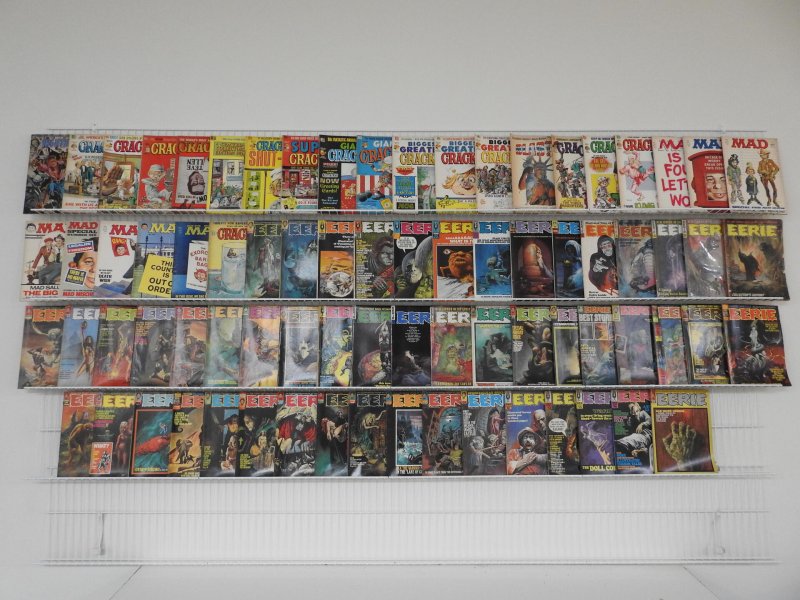 Huge Lot 77 Magazines W/ MAD, Cracked, Eerie Avg VG/FN Condition!