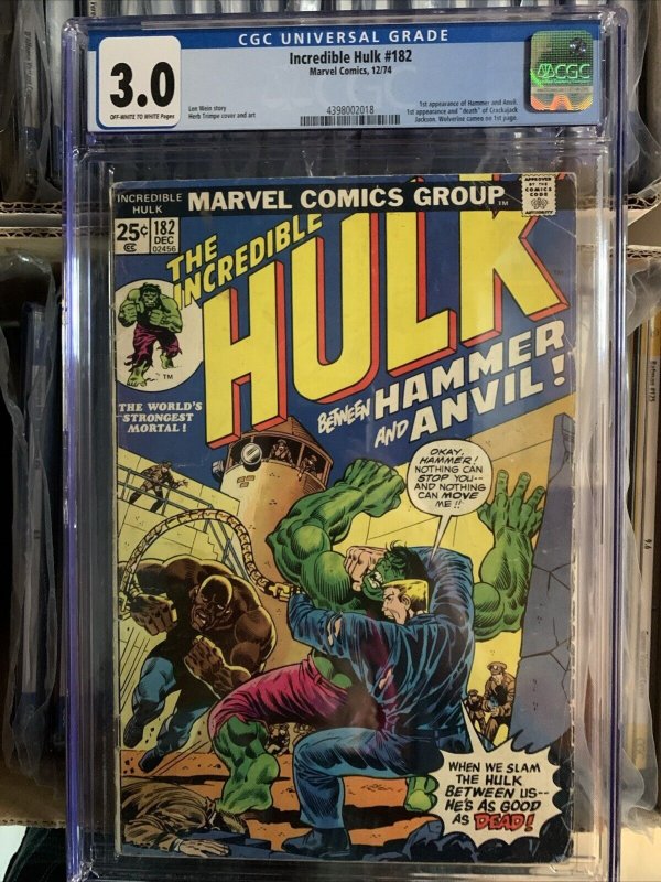 HULK 182 ? CGC 3.0 GVG OWW? 1st Hammer and Anvil 2nd App Wolverine 1974 ? ?