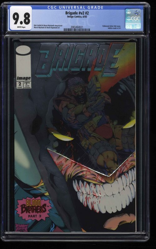 Brigade (1993) #2 CGC NM/M 9.8 White Pages Embossed Silver Foil Cover!