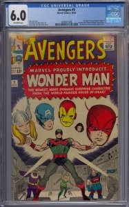 AVENGERS #9 CGC 6.0 1ST ORIGIN WONDER MAN BARON ZEMO ENCHANTRESS JACK KIRBY