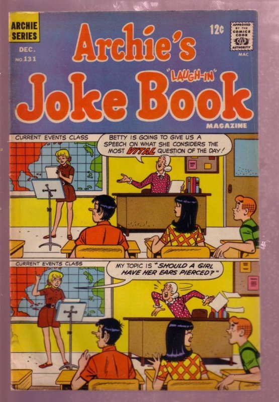 ARCHIE'S JOKE BOOK #131 1968-BETTY AND VERONICA-JUGHEAD G