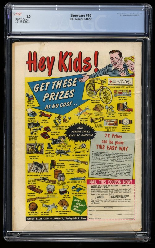 Showcase #10 CGC VG- 3.5 White Pages Superman and Lois Lane!